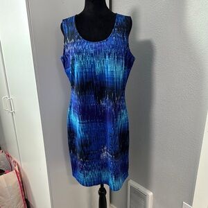 Relativity Blue and Black Midi Dress